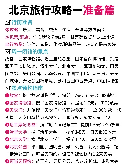 北京旅游攻略，一周畅游首都的绝佳行程安排指南